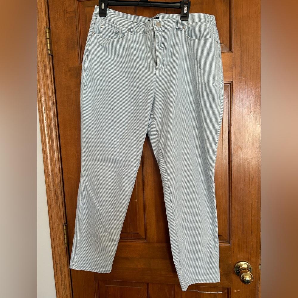 🎀Size 12 Blue and White Striped Charter Club Skinny Ankle Pants